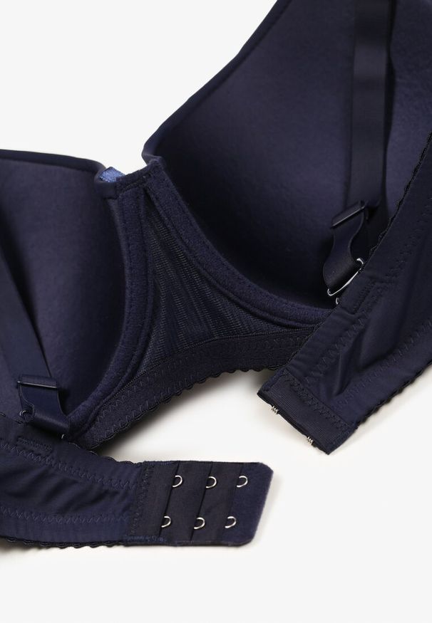Born2be - Granatowy Biustonosz Typu Full-Cup z Regulowanymi Ramiączkami Kandras. Kolor: niebieski. Materiał: jeans