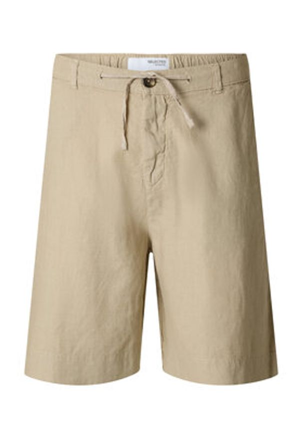 Selected Homme Szorty materiałowe 16097541 Beżowy Loose Fit. Kolor: beżowy. Materiał: len