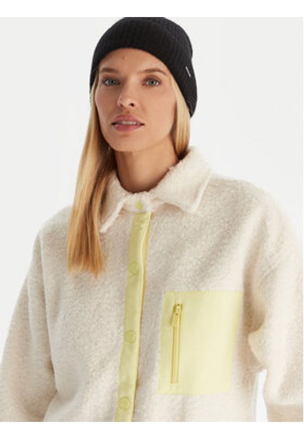 Roxy Polar Chloe Kim Polar Shacket ERJPF03231 Écru Regular Fit. Materiał: syntetyk