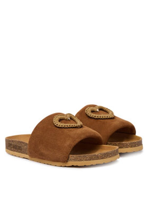 Love Moschino - LOVE MOSCHINO Klapki JA28363G0OIG5200 Brązowy. Kolor: brązowy. Materiał: zamsz, skóra