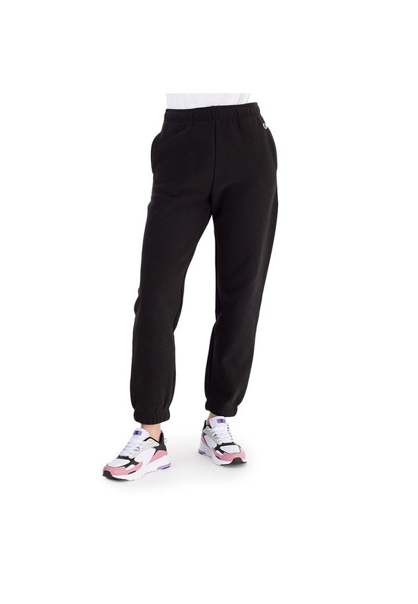 Spodnie Champion Minimal Reverse Weave Joggers 116243-KK001 - czarne. Kolor: czarny. Materiał: bawełna, dresówka, poliester. Wzór: haft