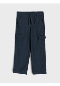 Sinsay - Spodnie straight leg z kieszeniami cargo - granatowy. Kolor: niebieski #1
