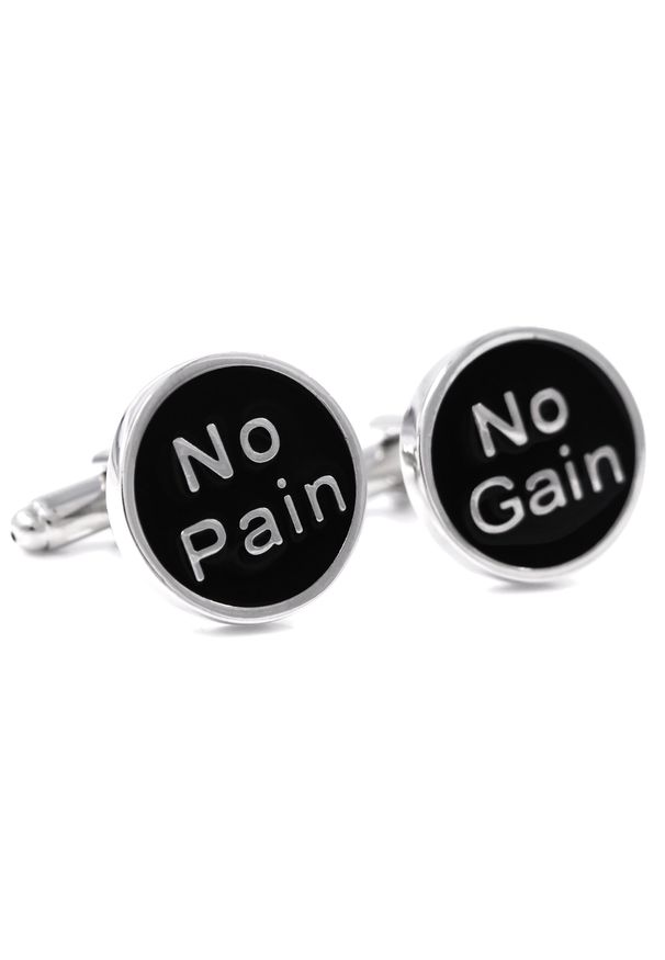 Modini - No Pain No Gain - srebrno-czarne spinki do mankietów U10. Kolor: srebrny, czarny, wielokolorowy