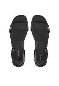 TOMMY HILFIGER - Tommy Hilfiger Sandały Ankle Strap Leather Sandal FW0FW08422 Czarny. Kolor: czarny. Materiał: skóra