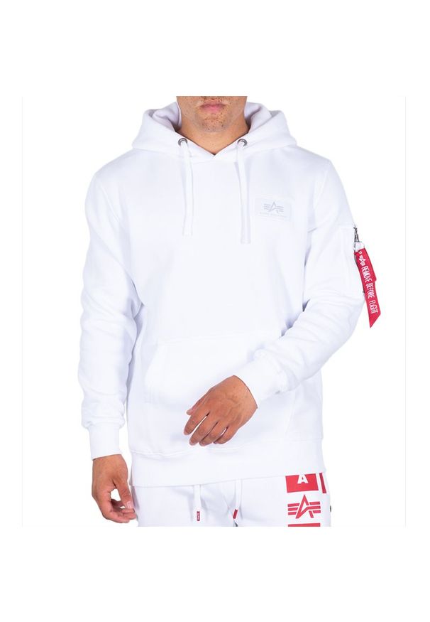 Bluza Alpha Industries Back Print Hoody 17831809 - biała. Typ kołnierza: kaptur. Kolor: biały. Materiał: bawełna, poliester. Wzór: nadruk