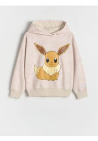 Reserved - Bluza Pokémon - beżowy. Kolor: beżowy. Materiał: bawełna, dzianina