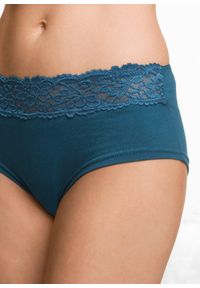 bonprix - "Figi ""maxi panty"" (4 pary)". Kolor: czarny. Materiał: koronka. Wzór: haft, koronka