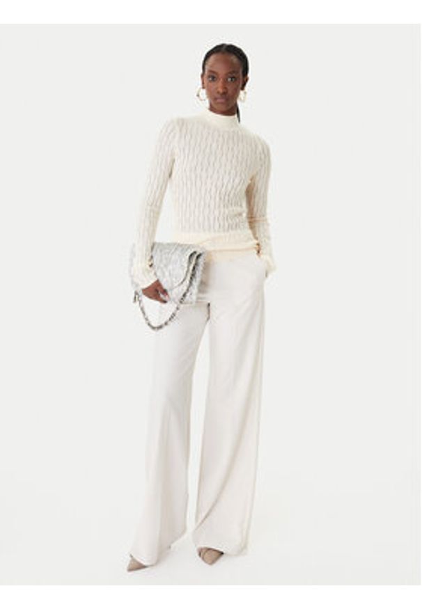 Patrizia Pepe Sweter 8K0368/K307-W409 Beżowy Regular Fit. Kolor: beżowy. Materiał: syntetyk