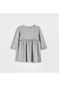 Reserved - Dzianinowa sukienka w kropki - Jasny szary. Kolor: szary. Materiał: dzianina. Wzór: kropki #1
