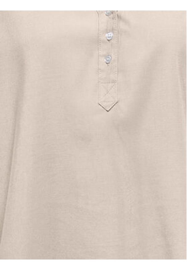 only - ONLY Polo Aris 15364279 Beżowy Loose Fit. Typ kołnierza: polo. Kolor: beżowy. Materiał: wiskoza