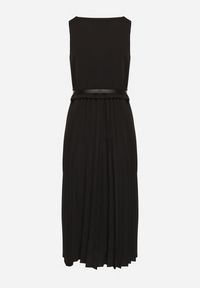 Born2be - Czarna Sukienka Bez Rękawów z Plisami i Paskiem z Klamrą Iffale. Okazja: na co dzień, na spacer. Kolor: czarny. Długość rękawa: bez rękawów. Styl: klasyczny, casual #5