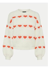 Pieces Sweter Nove 17152014 Écru Regular Fit. Materiał: syntetyk