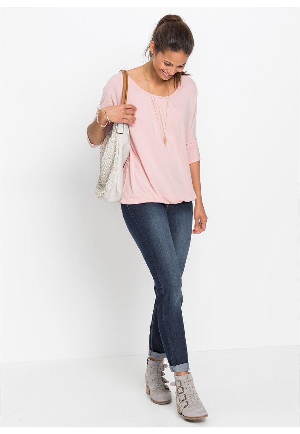 bonprix - Bluzka oversize z mieszanki wiskozy. Kolor: różowy. Materiał: wiskoza