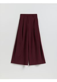 Reserved - Spodnie z szerokimi nogawkami - bordowy. Kolor: czerwony. Materiał: dzianina, wiskoza #1