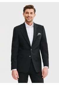 Pako Lorente - PAKO LORENTE – Wełniana marynarka garniturowa w kolorze czarnym. Okazja: na spotkanie biznesowe. Kolor: czarny. Materiał: wełna. Wzór: gładki. Styl: biznesowy