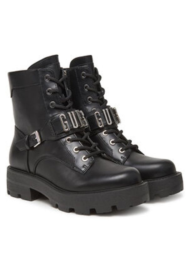 Guess Botki FLTYNZ ELE10 Czarny. Kolor: czarny. Materiał: skóra