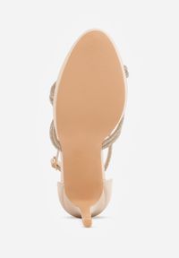 Born2be - Beżowe Sandały na Szpilce VICES Ozdobione Cyrkoniami Orinia. Zapięcie: pasek. Kolor: beżowy. Wzór: aplikacja. Obcas: na szpilce. Styl: elegancki #8