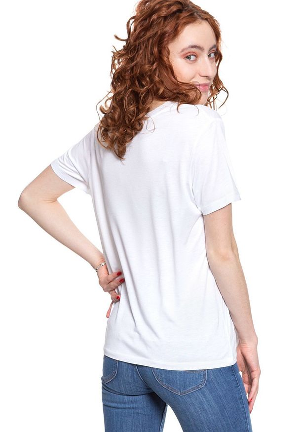Lee - LEE RELAXED FIT TEE DAMSKI T-SHIRT KOSZULKA LOGO BRIGHT WHITE L40CBWLJ 112108494