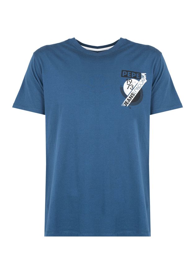 Pepe Jeans T-shirt "Rico" | PM507855 | Rico | Mężczyzna | Granatowy. Okazja: na co dzień. Kolor: niebieski. Materiał: bawełna. Wzór: aplikacja, nadruk. Styl: casual