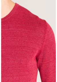 Joop! Collection - Bordowy sweter Joop Collection Lajos. Kolor: czerwony. Materiał: bawełna, len. Wzór: aplikacja #3