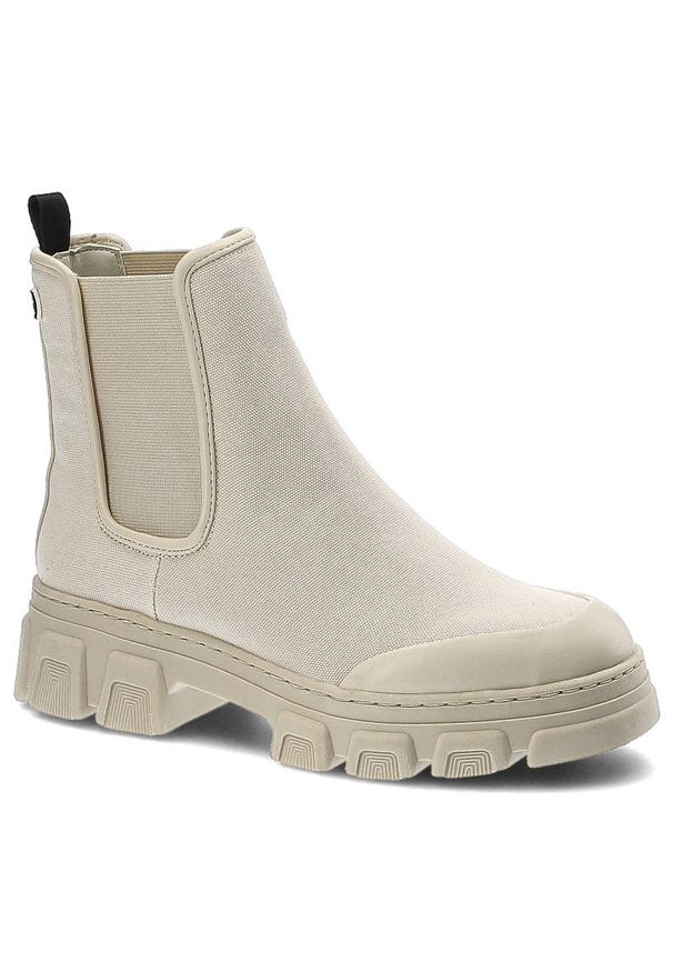 Beżowe Botki Tamaris Modne Buty Damskie Na Wiosnę. Okazja: na co dzień. Kolor: beżowy. Materiał: materiał. Wzór: geometria. Sezon: wiosna. Styl: casual, klasyczny