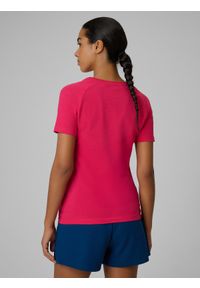 4f - 4F T-shirt slim z nadrukiem damski - różowy L. Okazja: na co dzień. Kolor: różowy. Materiał: materiał. Wzór: nadruk. Styl: casual #1