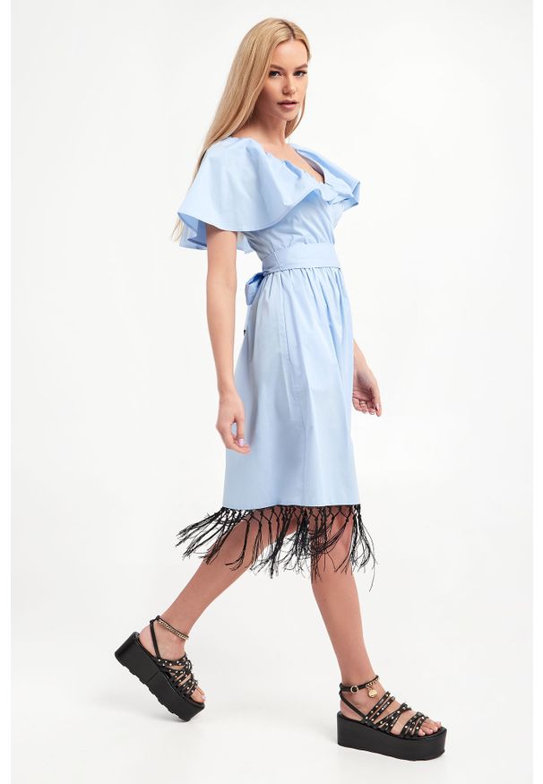 Karl Lagerfeld - Sukienka KARL LAGERFELD. Typ kołnierza: dekolt kopertowy. Długość rękawa: bez rękawów. Wzór: aplikacja. Typ sukienki: kopertowe. Długość: midi