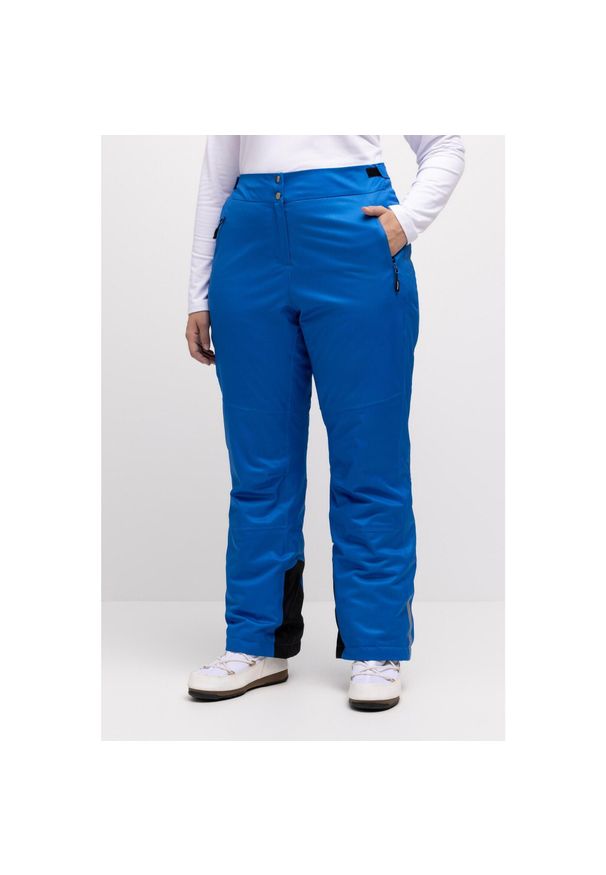 ULLA POPKEN - Damskie Spodnie narciarskie nieprzemakalne modelowane kolana mankiet od śniegu. Kolekcja: plus size. Kolor: niebieski. Materiał: poliester, materiał, elastan. Sezon: zima. Sport: narciarstwo