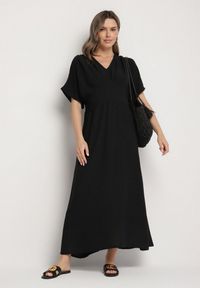 Born2be - Czarna Sukienka z Bawełną i Górą w Stylu Nietoperza Filenia. Okazja: na co dzień. Kolor: czarny. Materiał: bawełna. Styl: casual #5