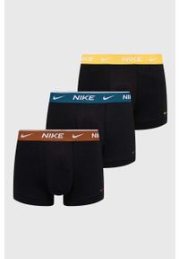 Nike bokserki 3-pack męskie kolor bordowy. Kolor: brązowy. Materiał: tkanina, skóra, włókno