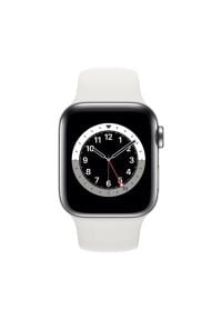 APPLE Watch 6 Cellular 40mm (Srebrny z opaską sportową w kolorze białym). Rodzaj zegarka: smartwatch. Kolor: srebrny, wielokolorowy, biały. Styl: sportowy #2