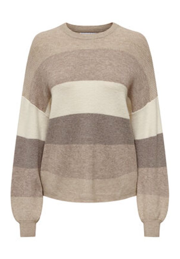 only - ONLY Sweter Atia 15220044 Beżowy Regular Fit. Kolor: beżowy. Materiał: syntetyk