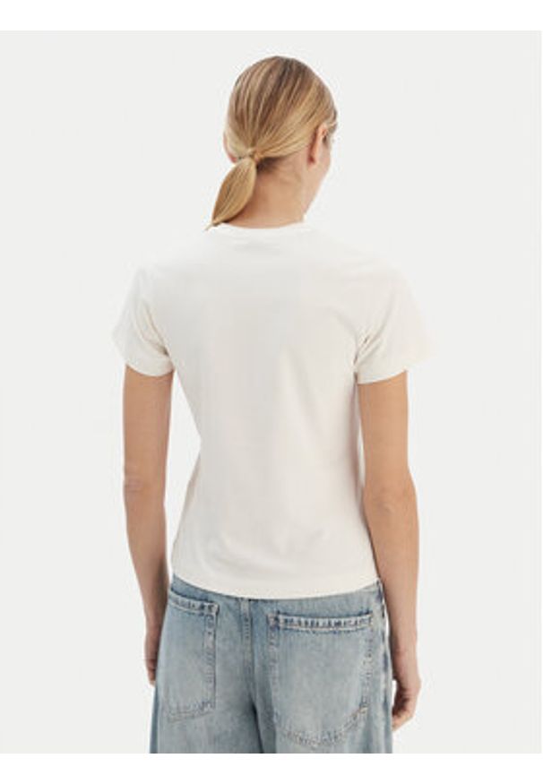 Guess T-Shirt V4YI21 KCDH1 Écru Regular Fit. Materiał: bawełna
