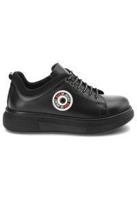 Czarne Sneakersy Ravini Modne Skórzane Buty Damskie. Okazja: na uczelnię. Kolor: czarny. Materiał: skóra. Szerokość cholewki: normalna. Sezon: wiosna. Sport: turystyka piesza #4