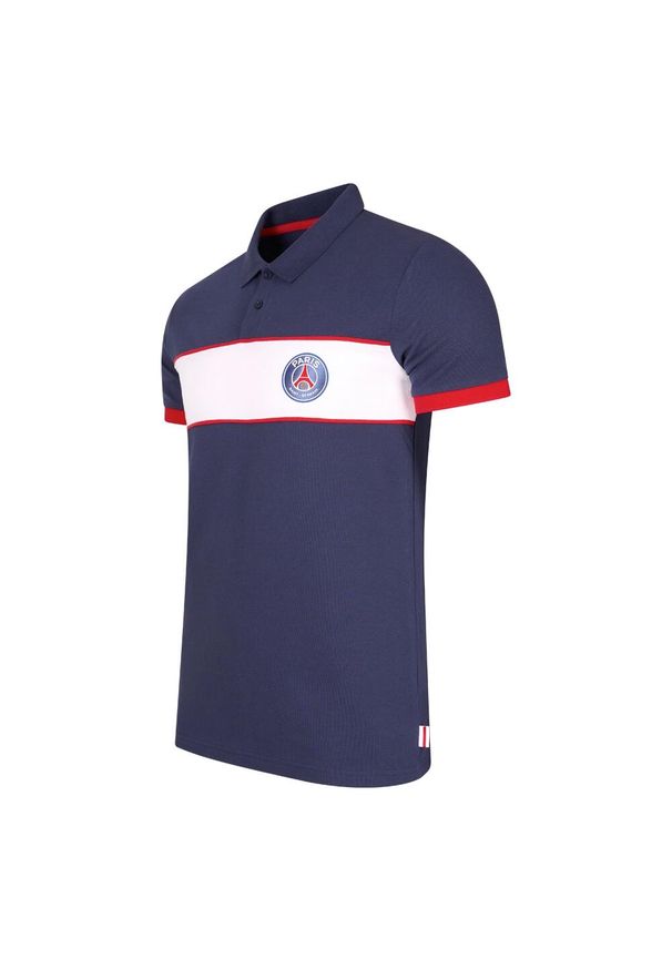 PARIS SAINT GERMAIN - PSG polo męskie. Typ kołnierza: polo. Kolor: niebieski. Sport: piłka nożna