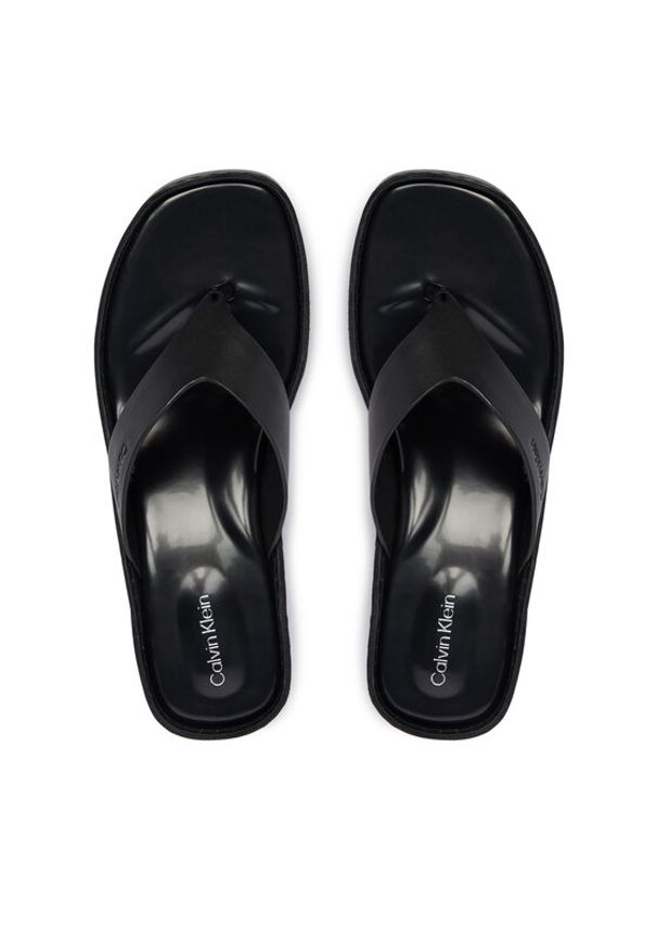 Calvin Klein Japonki Block Heel Sndl Thong Lth HW0HW02913 Czarny. Kolor: czarny. Materiał: skóra