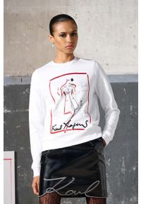Karl Lagerfeld bluza KL x The Ultimate icon damska kolor biały z aplikacją. Okazja: na co dzień. Kolor: biały. Materiał: bawełna. Wzór: aplikacja. Styl: casual, klasyczny