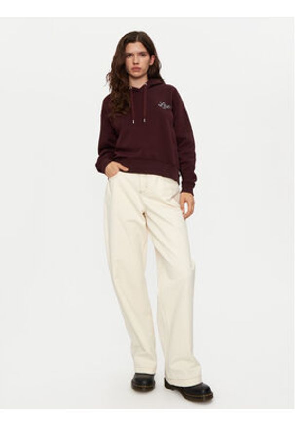 Lee Bluza 112355175 Bordowy Relaxed Fit. Kolor: czerwony. Materiał: bawełna