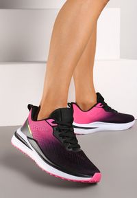 Born2be - Czarno-Różowe Buty Sportowe Sneakersy ze Sznurowaniami Risamay. Nosek buta: okrągły. Zapięcie: sznurówki. Kolor: czarny. Materiał: materiał. Obcas: na obcasie. Wysokość obcasa: niski #5