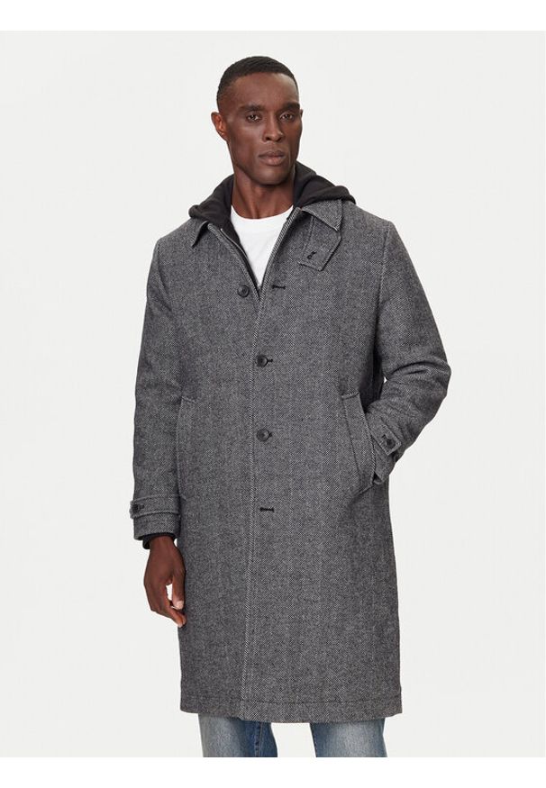Calvin Klein Płaszcz wełniany LV04LD510G Szary Regular Fit. Kolor: szary. Materiał: syntetyk