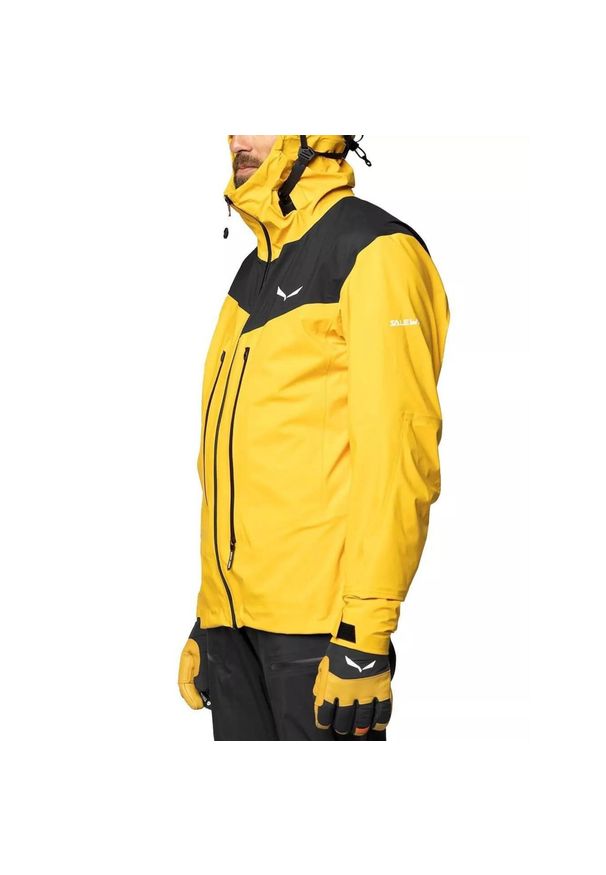 Kurtka narciarska męska Salewa Ortles Ptx 3L M Jacket. Kolor: czarny, wielokolorowy, żółty. Sezon: zima. Sport: narciarstwo