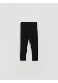 Reserved - Legginsy z rozcięciami - czarny. Kolor: czarny. Materiał: wiskoza, dzianina