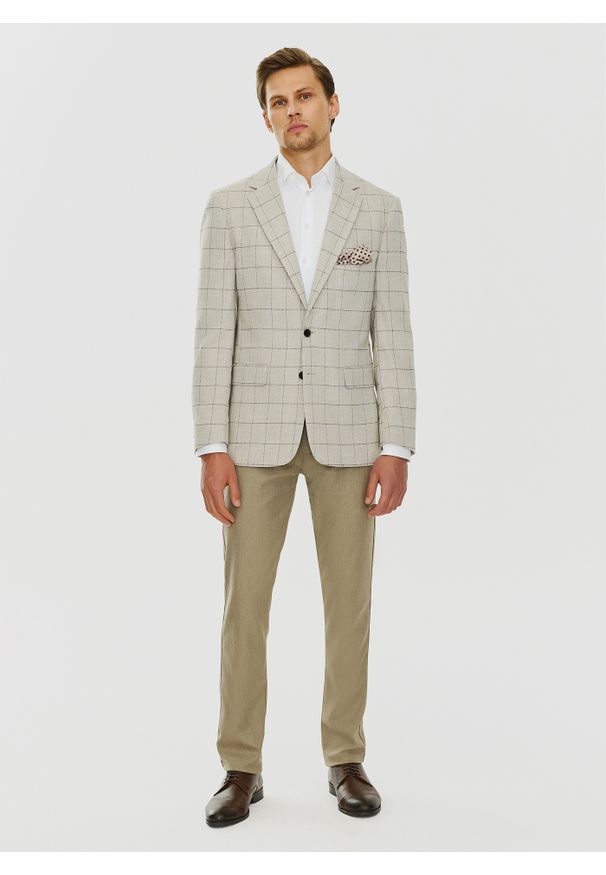 Pako Lorente - PAKO LORENTE – Casualowa marynarka męska w kratę. Okazja: na co dzień. Materiał: jeans. Wzór: kratka. Styl: casual