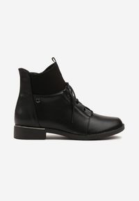 Born2be - Czarne Sznurowane Botki Vices z Elastycznymi Wstawkami Ganddie. Okazja: na randkę, na co dzień. Kolor: czarny. Materiał: jeans. Obcas: na obcasie. Styl: klasyczny, casual. Wysokość obcasa: niski #3