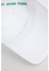 Tommy Jeans czapka bawełniana kolor biały z aplikacją. Kolor: biały. Materiał: bawełna. Wzór: aplikacja #3