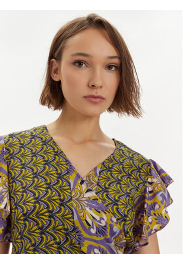 Iconique Bluzka Ramona IC24-099 Kolorowy Slim Fit. Materiał: syntetyk. Wzór: kolorowy