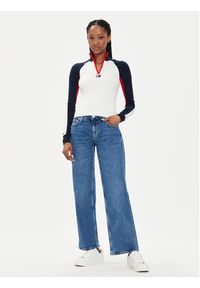 Tommy Jeans Sweter Colorblock DW0DW18595 Écru Slim Fit. Materiał: wiskoza