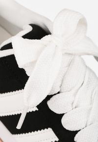 Born2be - Czarne Sneakersy z Dwoma Paskami Galtewi. Okazja: na co dzień. Zapięcie: pasek. Kolor: czarny. Materiał: jeans. Obcas: na obcasie. Wysokość obcasa: niski #4