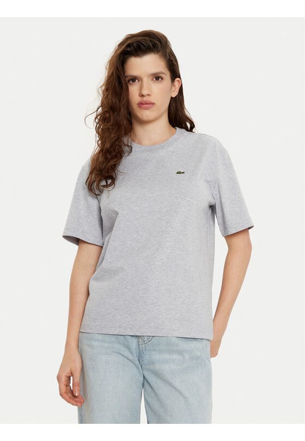 Lacoste T-Shirt TF7215 Szary Regular Fit. Kolor: szary. Materiał: bawełna