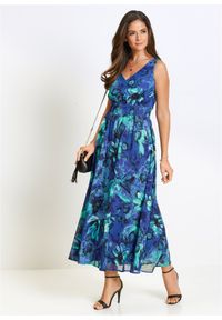 bonprix - Długa sukienka szyfonowa. Kolor: niebieski. Materiał: szyfon. Styl: elegancki. Długość: maxi #1
